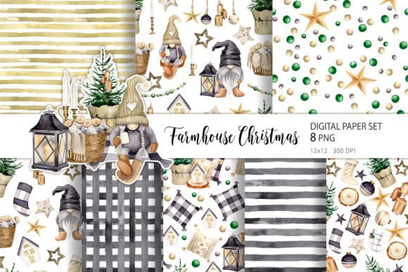 Download Christmas Farmhouse Gnome Digital Paper - Gnome digital paper Collection