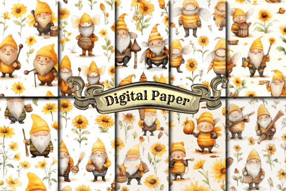 Download Gnome Digital Paper Pack - Gnome digital paper Collection