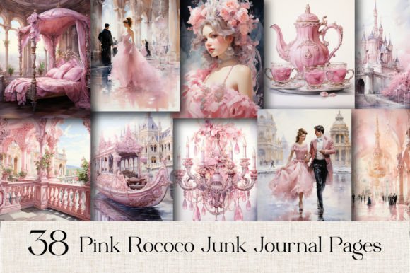 Download 38 Pink Rococo Background Digital Paper - Premium Bundle