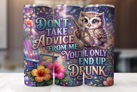 Download Funny Owl Wine Tumbler Wrap Sublimation - Funny Collection