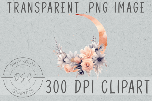 Download Floral Watercolor Moon Clip Art - Clip art Collection