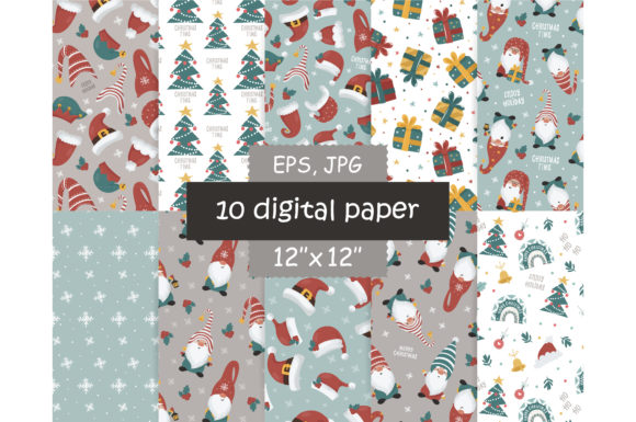 Download Christmas Gnome Digital Paper Pack - Premium Resources