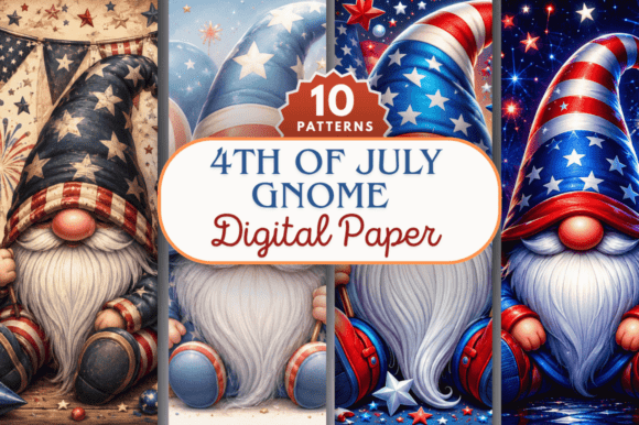 Download Fourth of July Gnome Digital Paper Bundl - Premium Resources