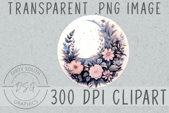 Download Floral Watercolor Moon Clip Art - Clip art Collection