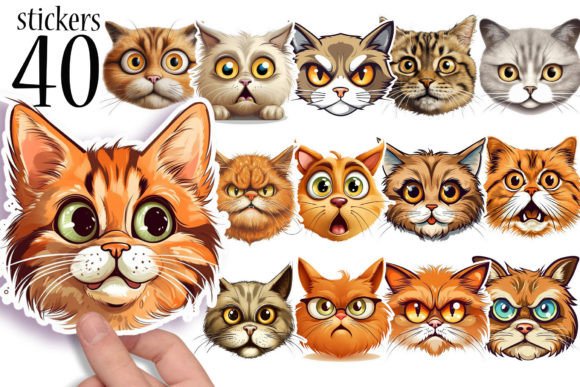Download Funny Cat Face Printable Stickers PNG - Funny Collection