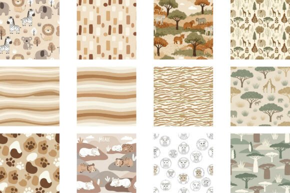 Download Cute Safari Animal Digital Paper -Set - Animal digital paper Collection