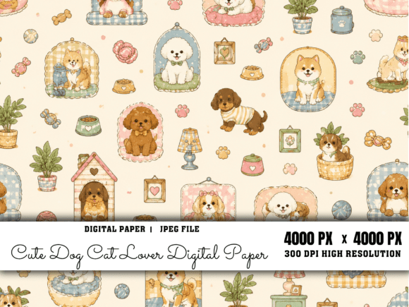 Download Cute Dog Cat Animal Digital Paper - Animal digital paper Collection