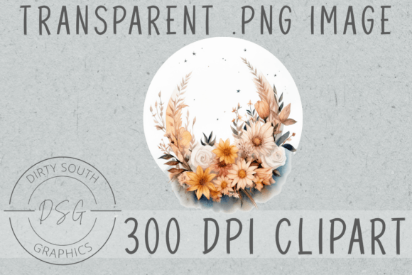 Download Watercolor Floral Moon Clip Art - Clip art Collection
