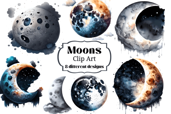 Download Moon Clip Art Full Moon &amp; Cresecent Moon - Clip art Collection