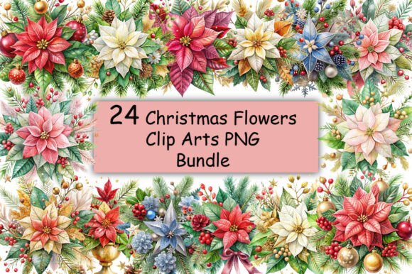 Download Christmas Flowers Clip Arts PNG Bundle - Clip art Collection