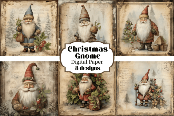 Download Christmas Gnome Digital Paper Background - Gnome digital paper Collection