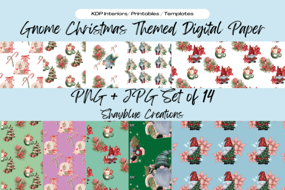 Download Christmas Gnome Digital Paper Set - Gnome digital paper Collection