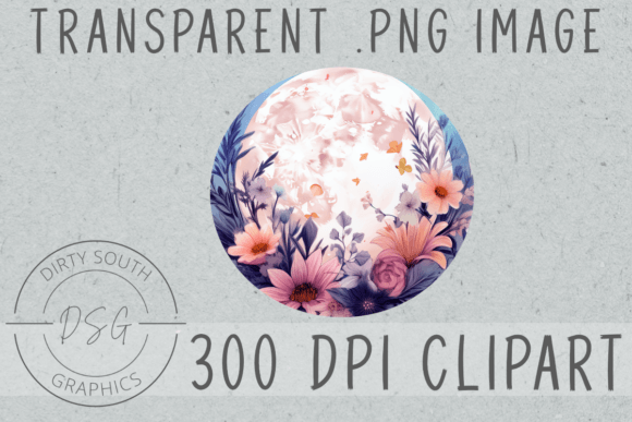 Download Watercolor Floral Moon Clip Art - Clip art Collection