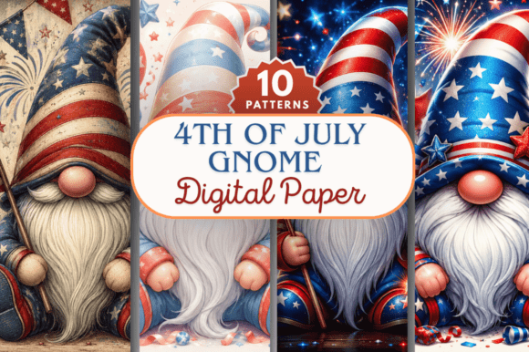 Download Fourth of July Gnome Digital Paper Bundl - Premium Resources