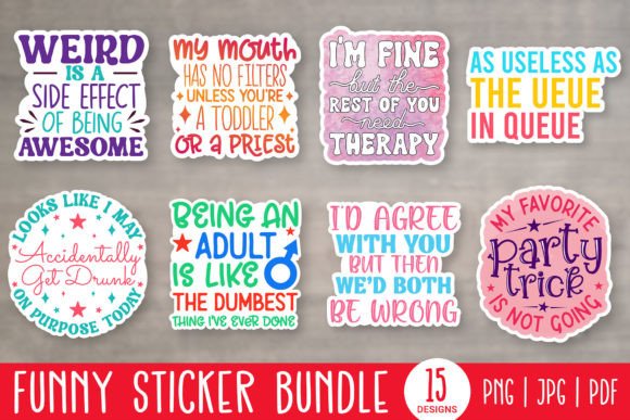Download Funny Printable Stickers Bundle PNG - Funny Collection