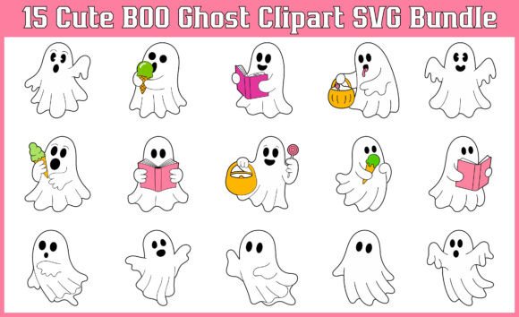 Download Cute Ghost Clipart SVG Bundle, Funny BOO - Funny Collection
