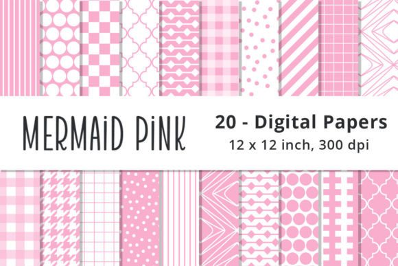 Download Mermaid Pink Digital Pattern Papers - Pink digital pattern Collection